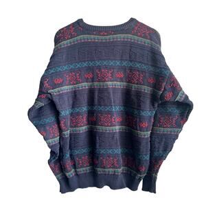 Vintage Liz Claiborne Multicolor 3D Knit Sweater Size XL 22x29